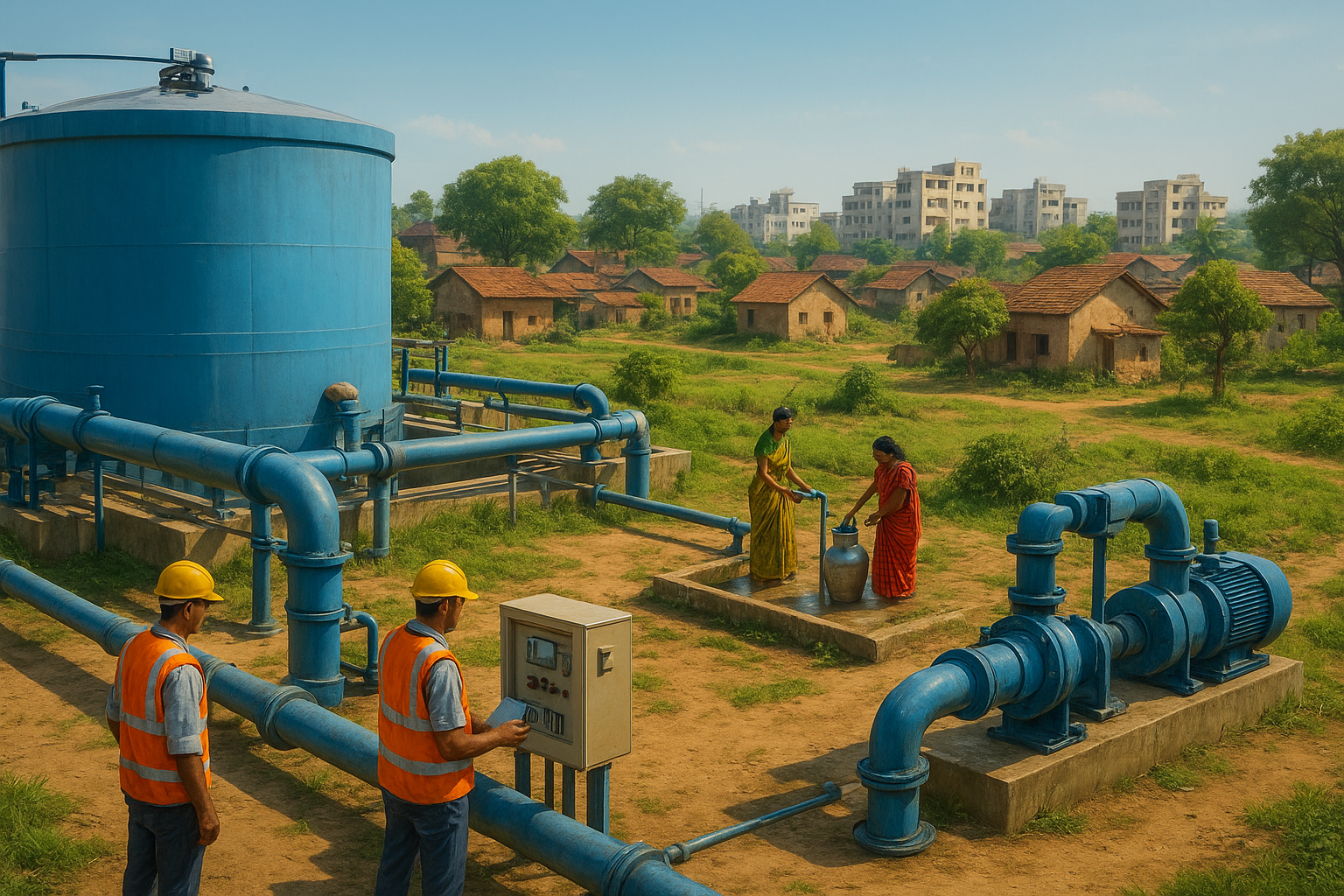 Modern water treatment plant with distribution infrastructure